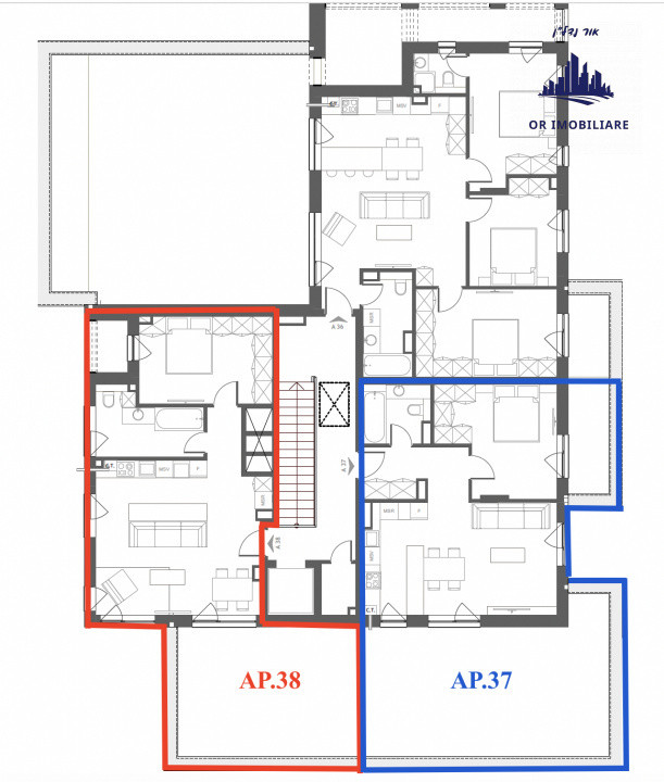 🏡 Apartament 2 camere | Etaj retras | Terasă 50 mp | Vedere panoramică